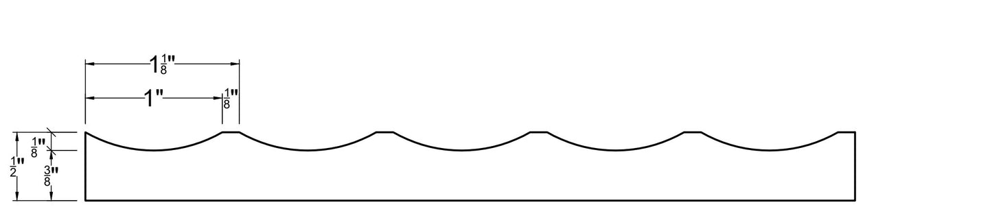 1" Scallop with 1/8" Ridge