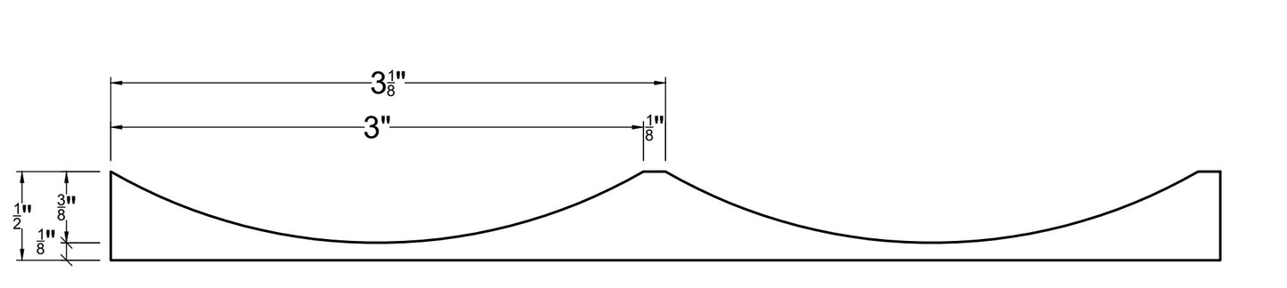 3" Scallop with 1/8" Ridge