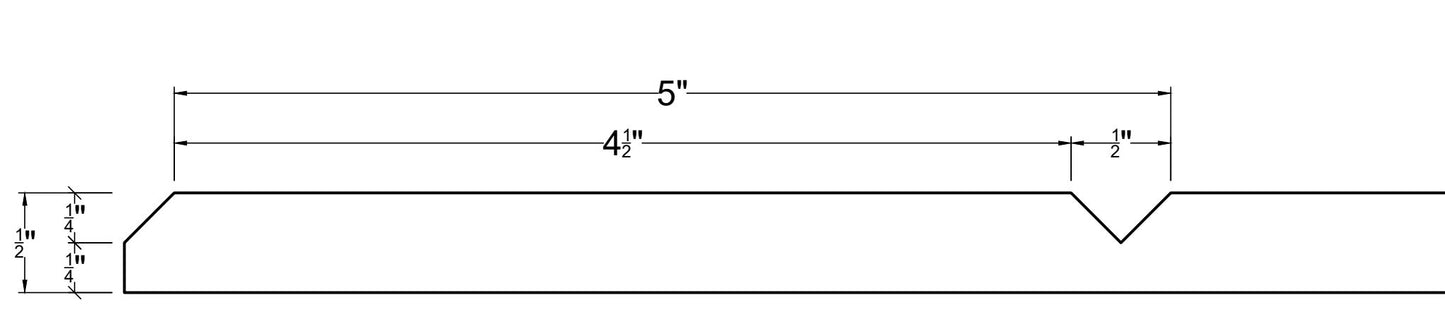 V Groove 90, 1/2" Groove,   5" to Center