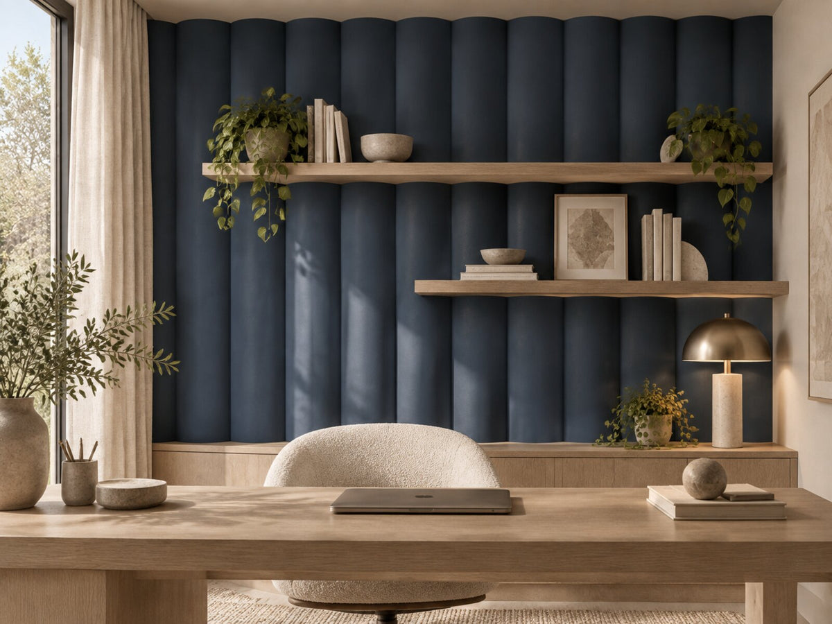Scalloped panels - home office wall